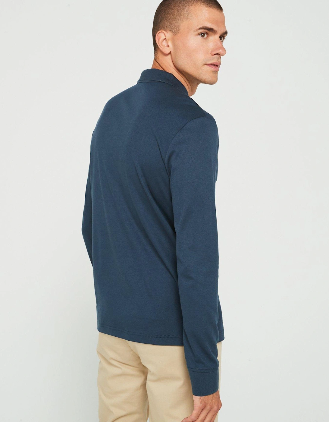 Liquid Touch 1/4 Zip Long Sleeve Polo Shirt - Dark Blue