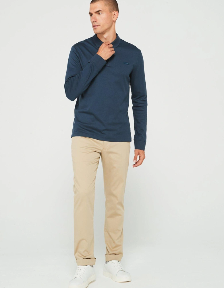 Liquid Touch 1/4 Zip Long Sleeve Polo Shirt - Dark Blue