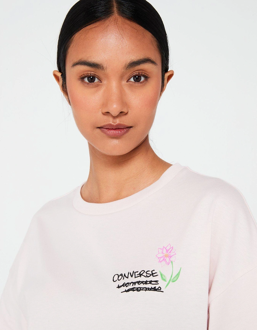 Womens Summer Flowers Tee - Light Pink