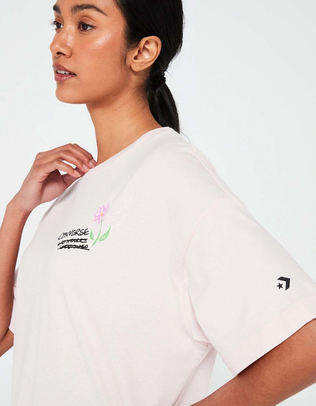 Womens Summer Flowers Tee - Light Pink