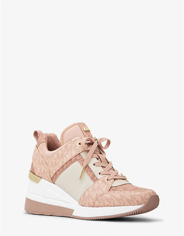 Georgie Color-Block Logo and Leather Trainer