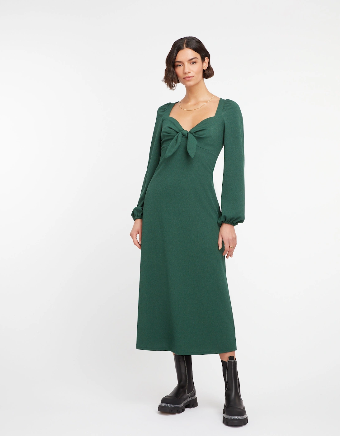 Golden Knot Midi Dress in Forest Green, 7 of 6