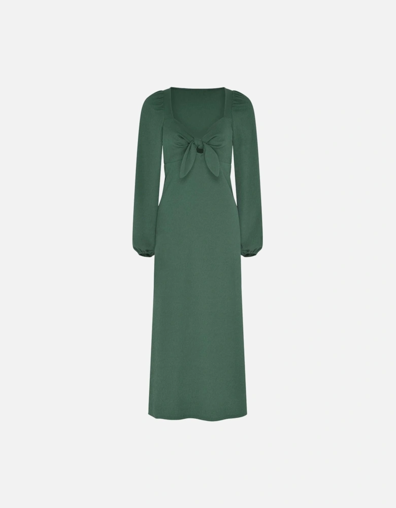 Golden Knot Midi Dress in Forest Green