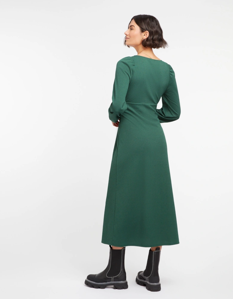 Golden Knot Midi Dress in Forest Green