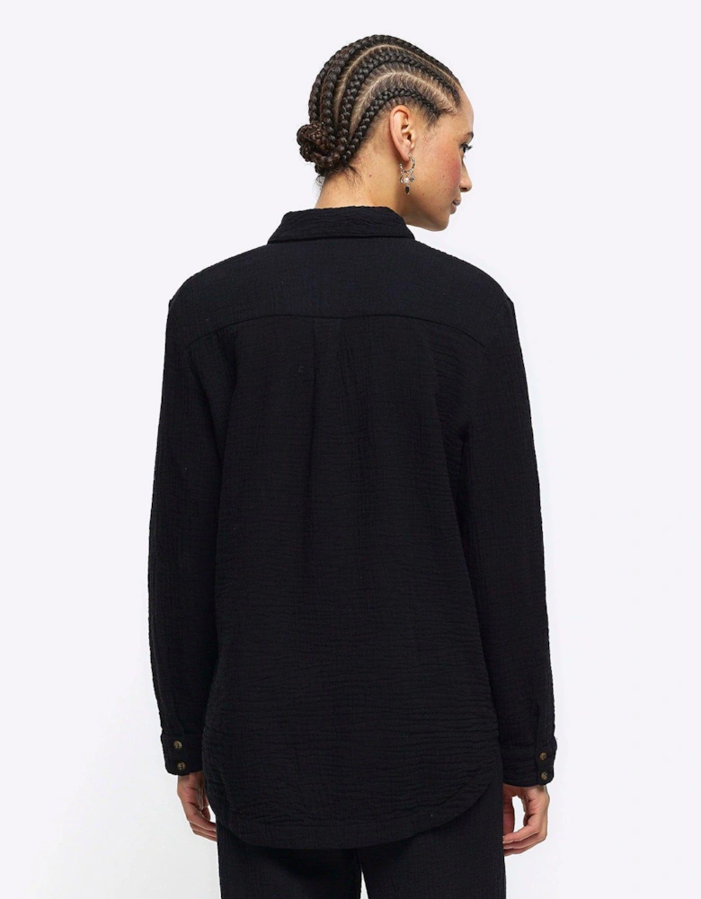 Textured Cotton Shirt - Black