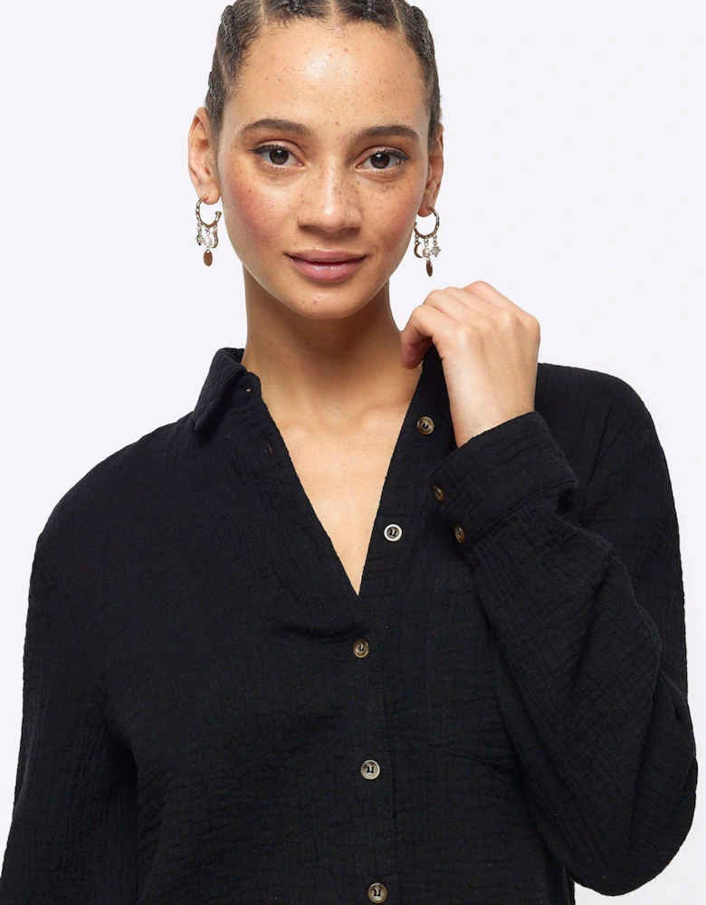 Textured Cotton Shirt - Black