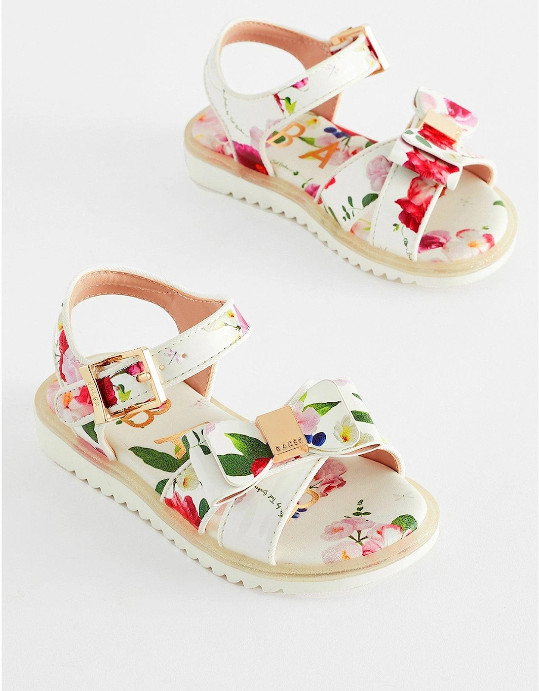 Younger Girls Printed Sandal - White