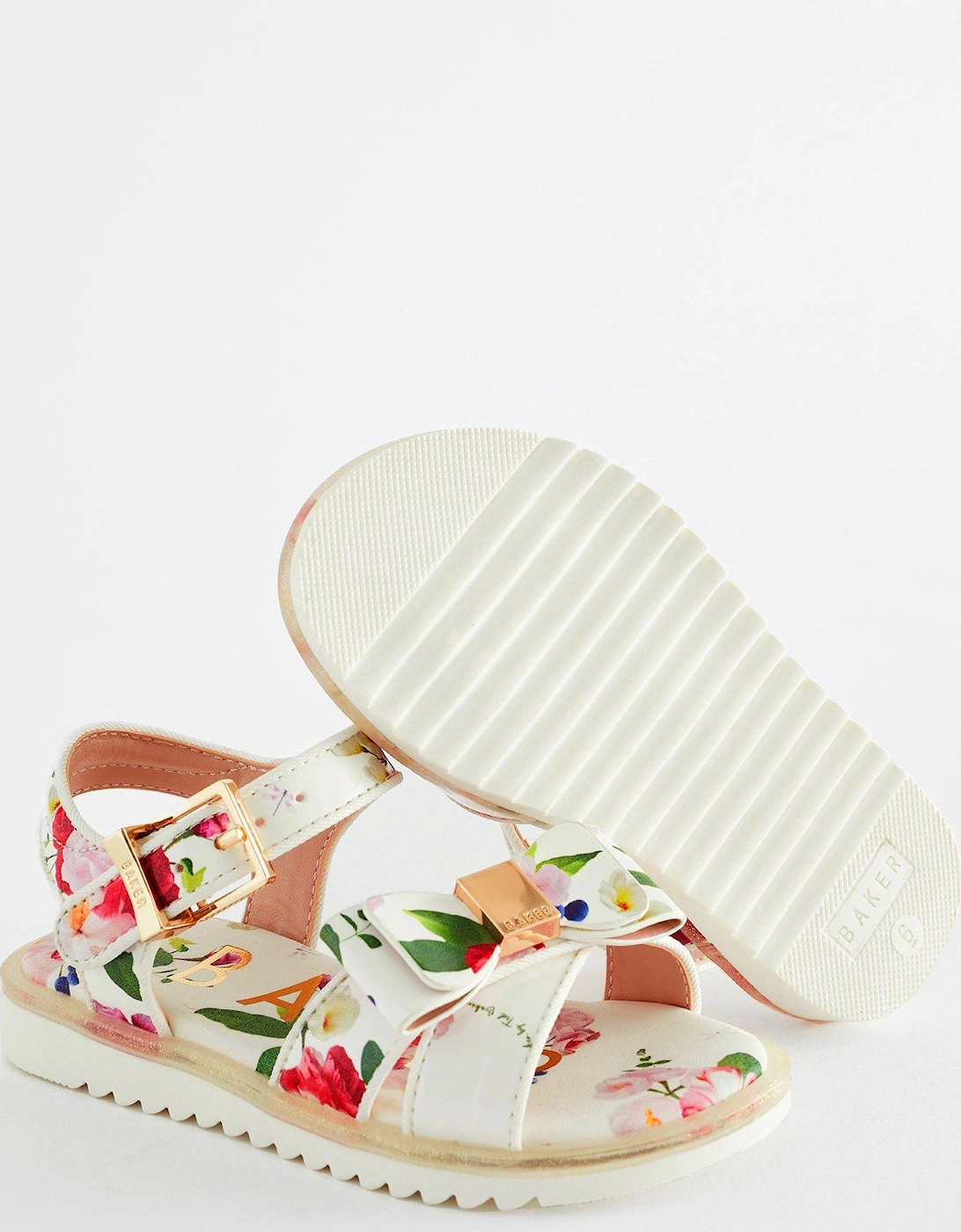 Younger Girls Printed Sandal - White