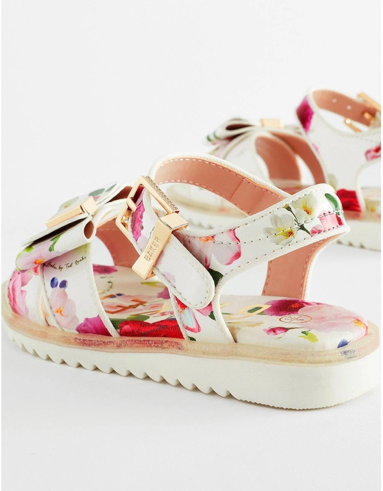 Younger Girls Printed Sandal - White