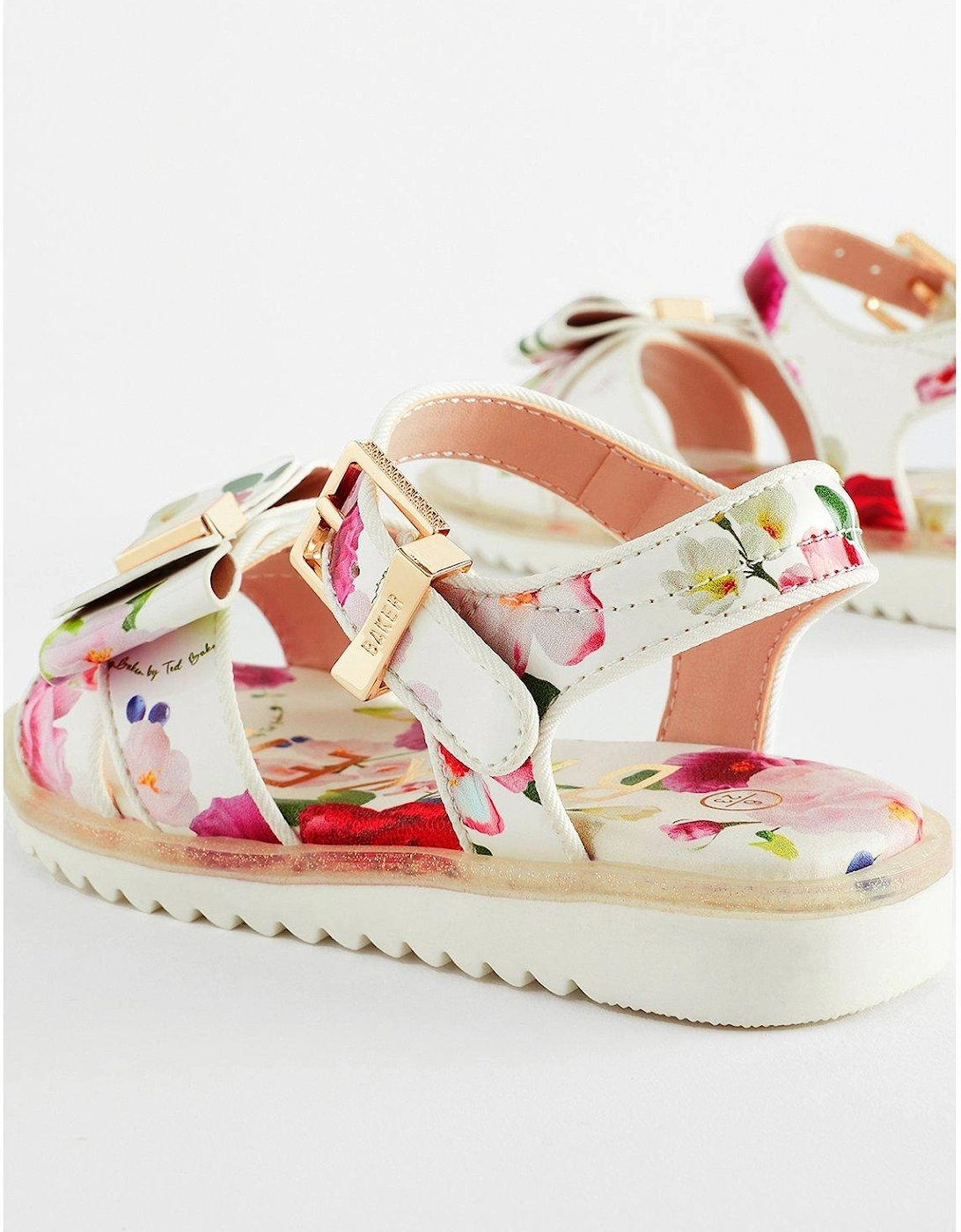 Younger Girls Printed Sandal - White