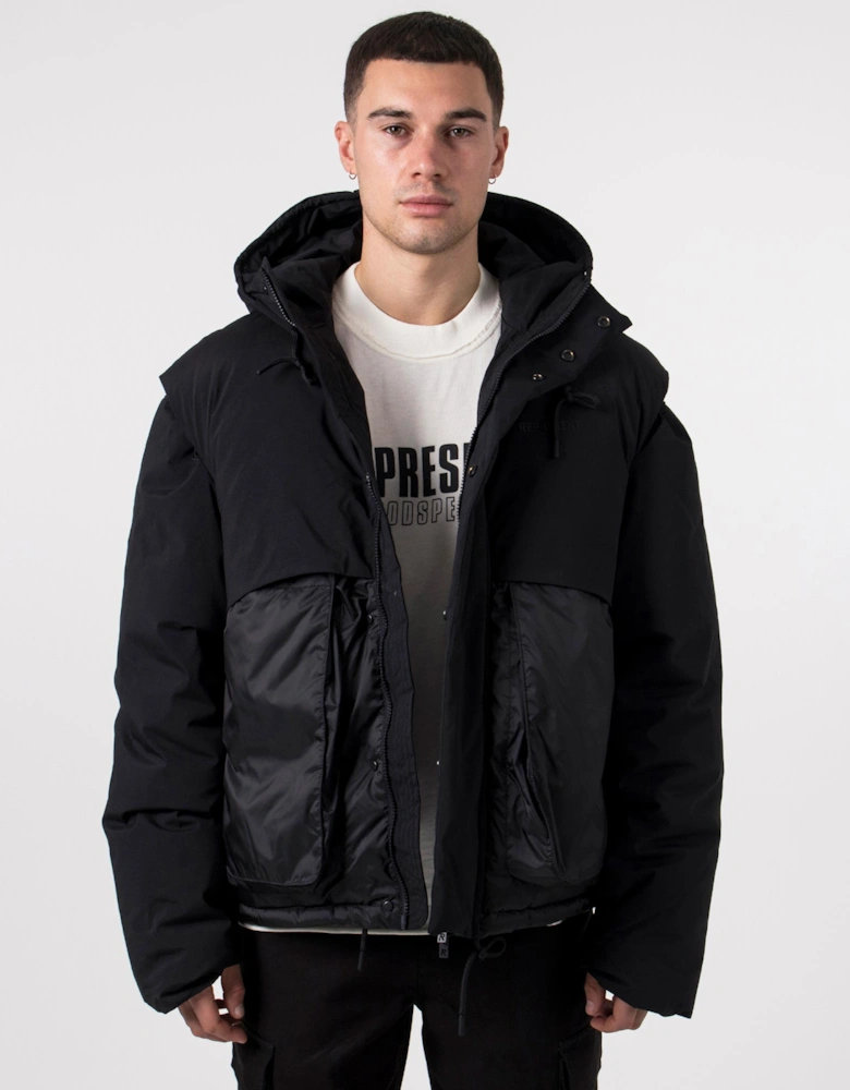 Layered Hooded Puffer Jacket