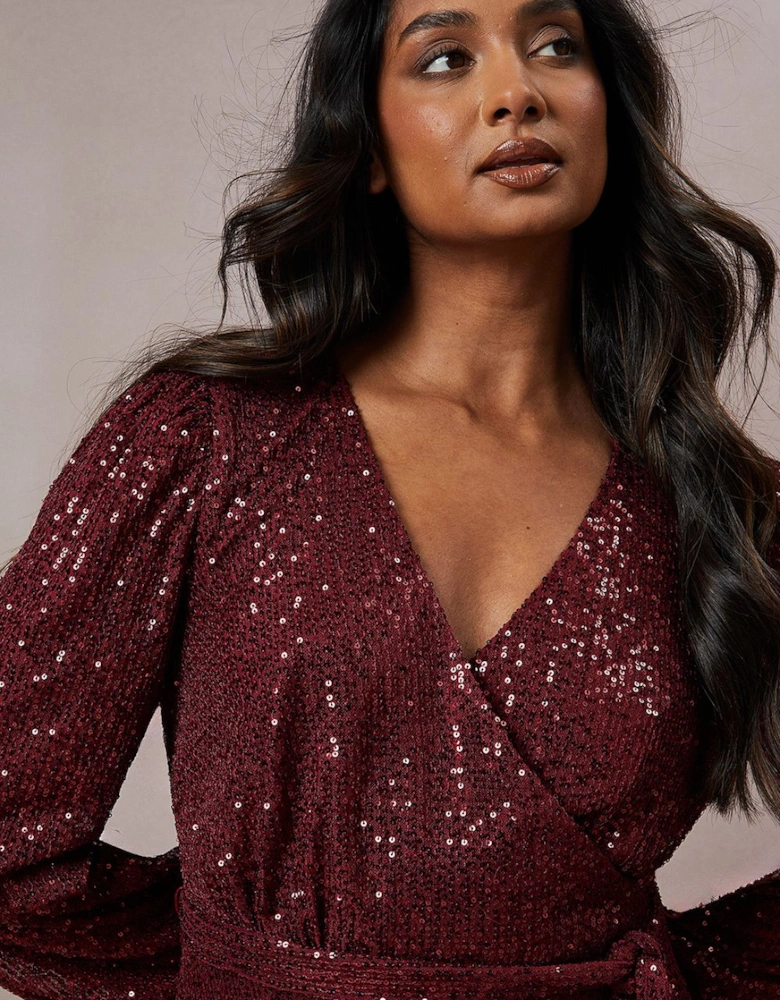 Long Sleeve Sequin Maxi Dress