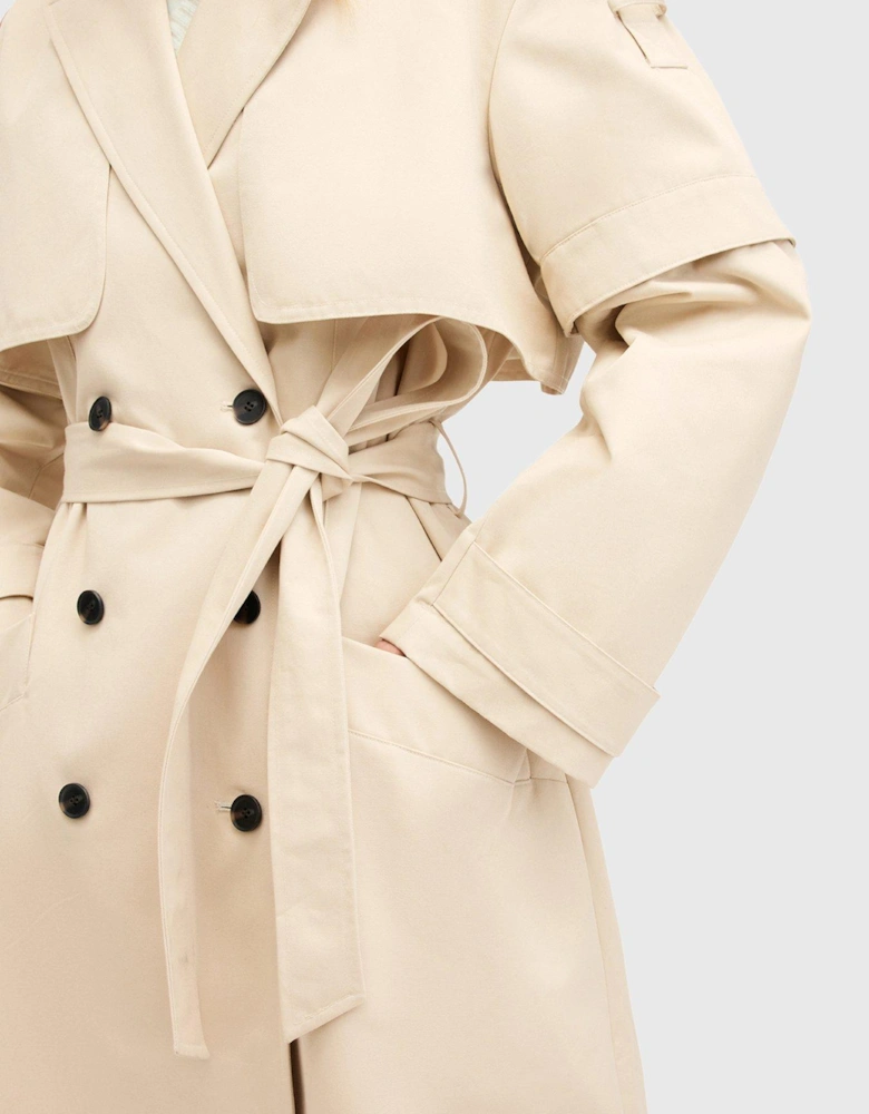 Clyde Trench Coat With Removable Sleeves - Ecru White