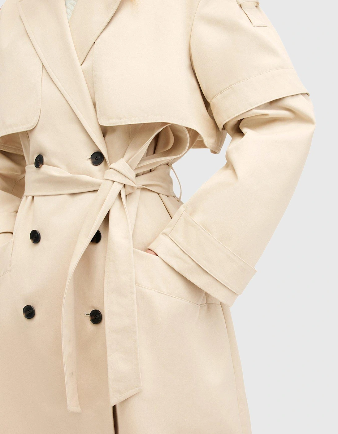 Clyde Trench Coat With Removable Sleeves - Ecru White