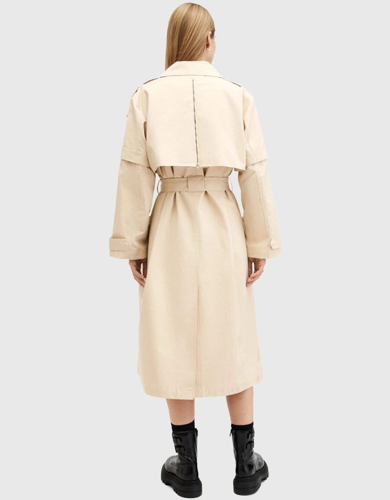Clyde Trench Coat With Removable Sleeves - Ecru White