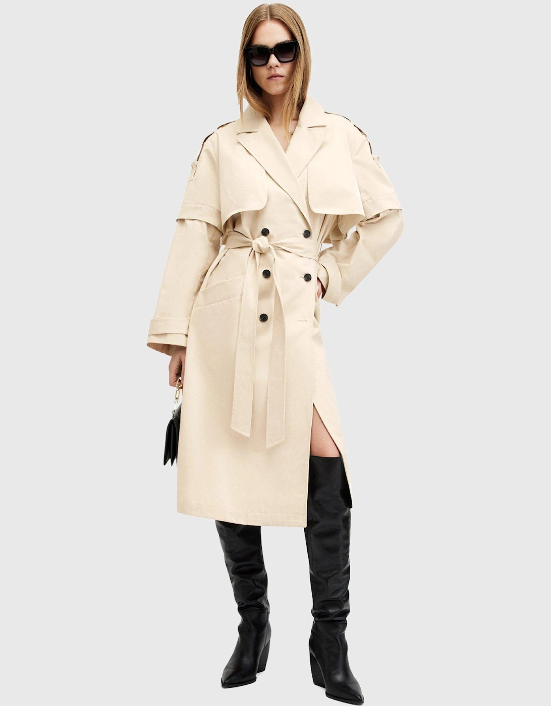 Clyde Trench Coat With Removable Sleeves - Ecru White