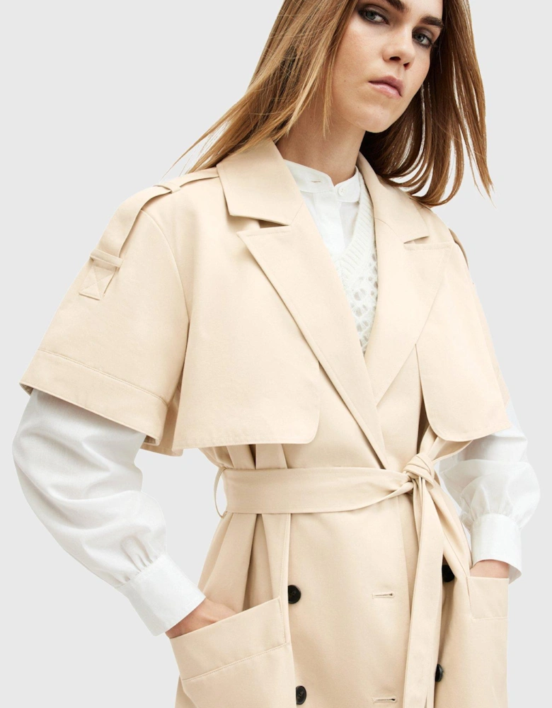 Clyde Trench Coat With Removable Sleeves - Ecru White