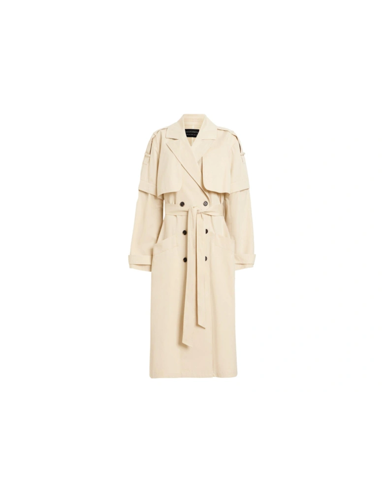 Clyde Trench Coat With Removable Sleeves - Ecru White