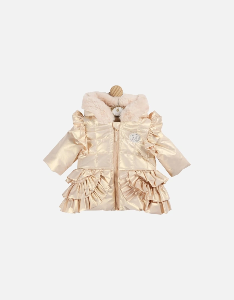 Gold Shiny Frill Padded Coat