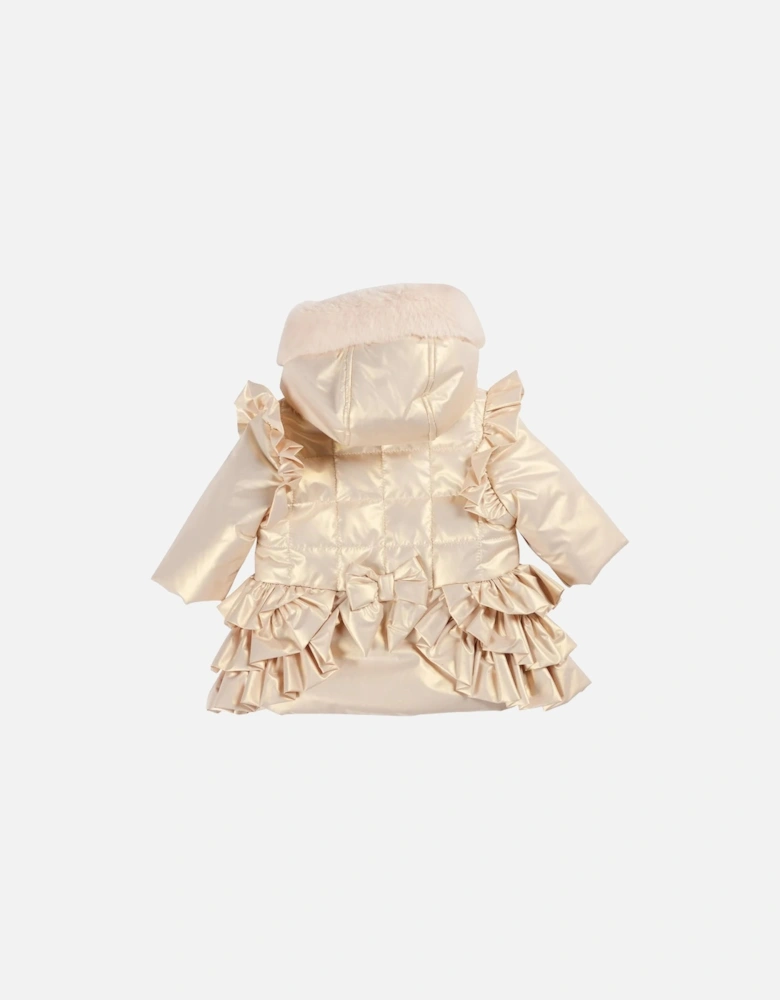 Gold Shiny Frill Padded Coat