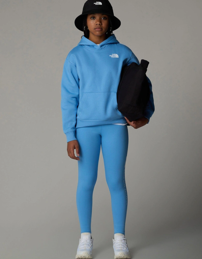 Junior Girls Vertical Graphic Oversized Hoodie - Blue