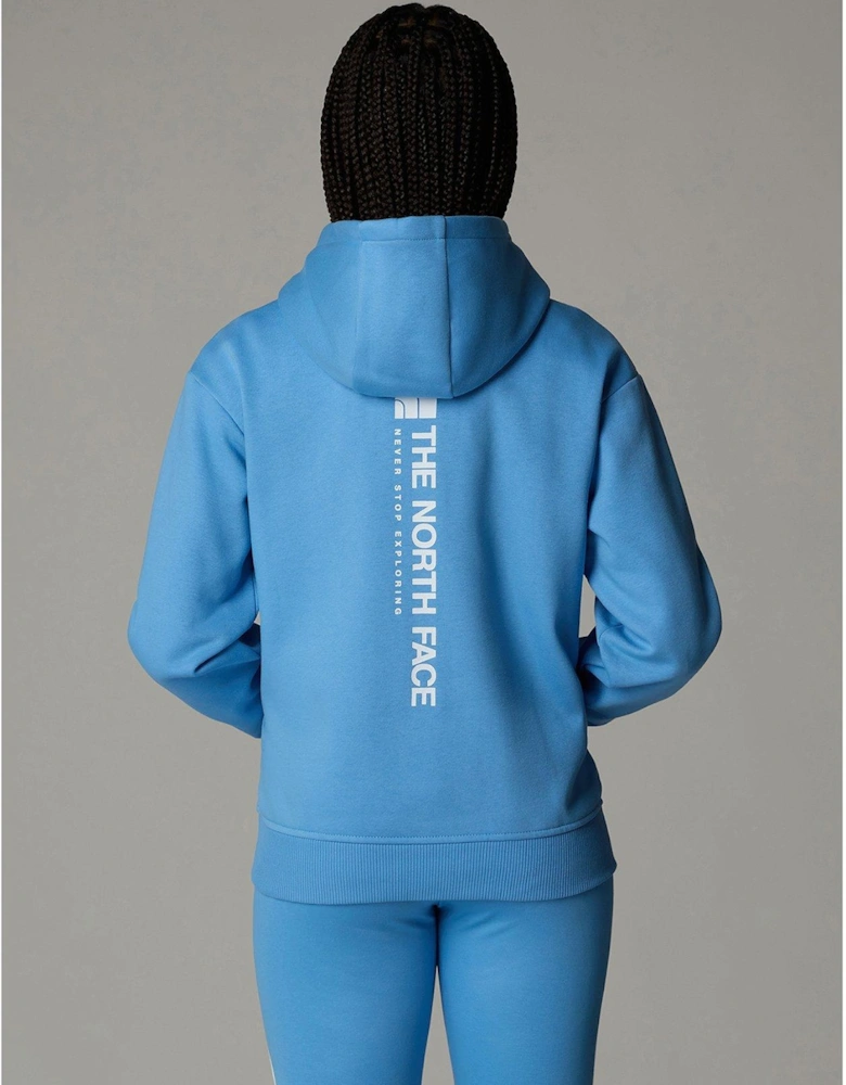 Junior Girls Vertical Graphic Oversized Hoodie - Blue