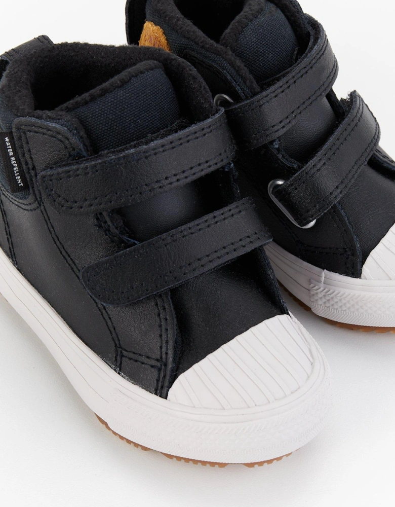 Infants Seasonal Leather Hi Trainers - Black