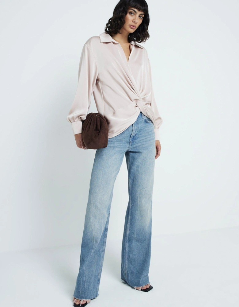 Twist Front Blouse - Light Pink