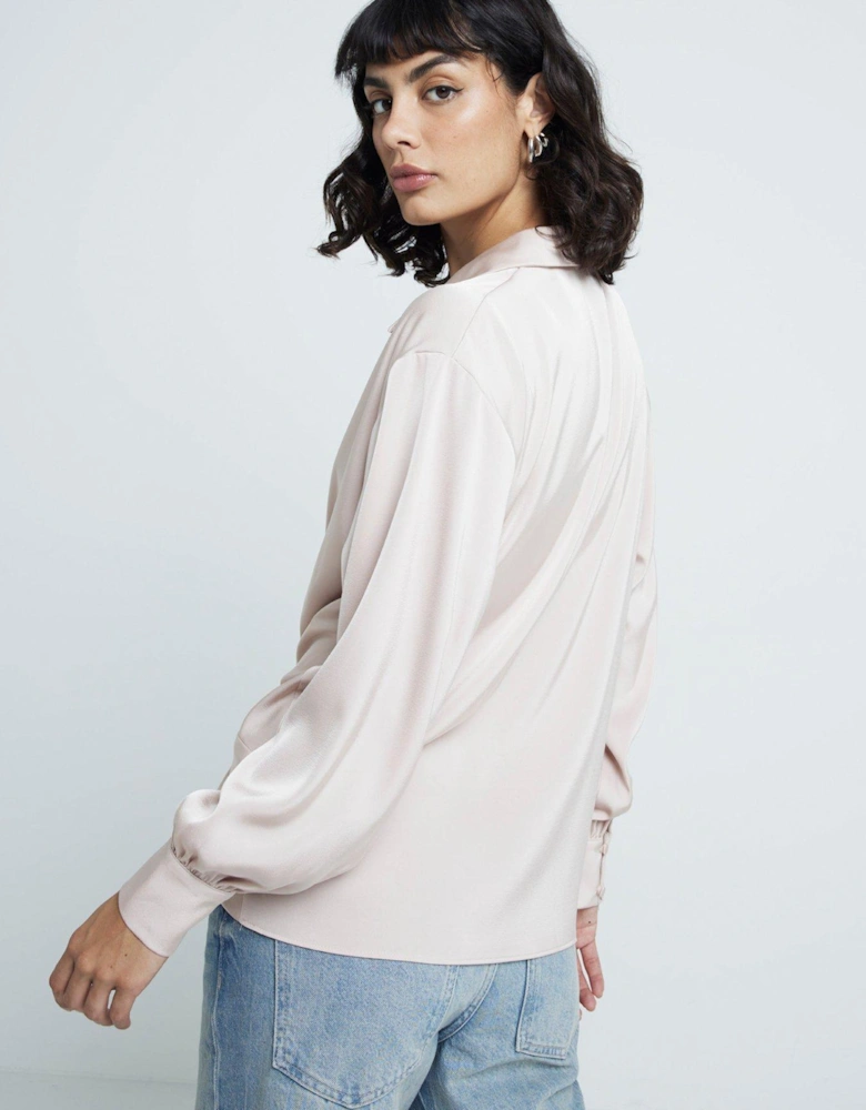 Twist Front Blouse - Light Pink