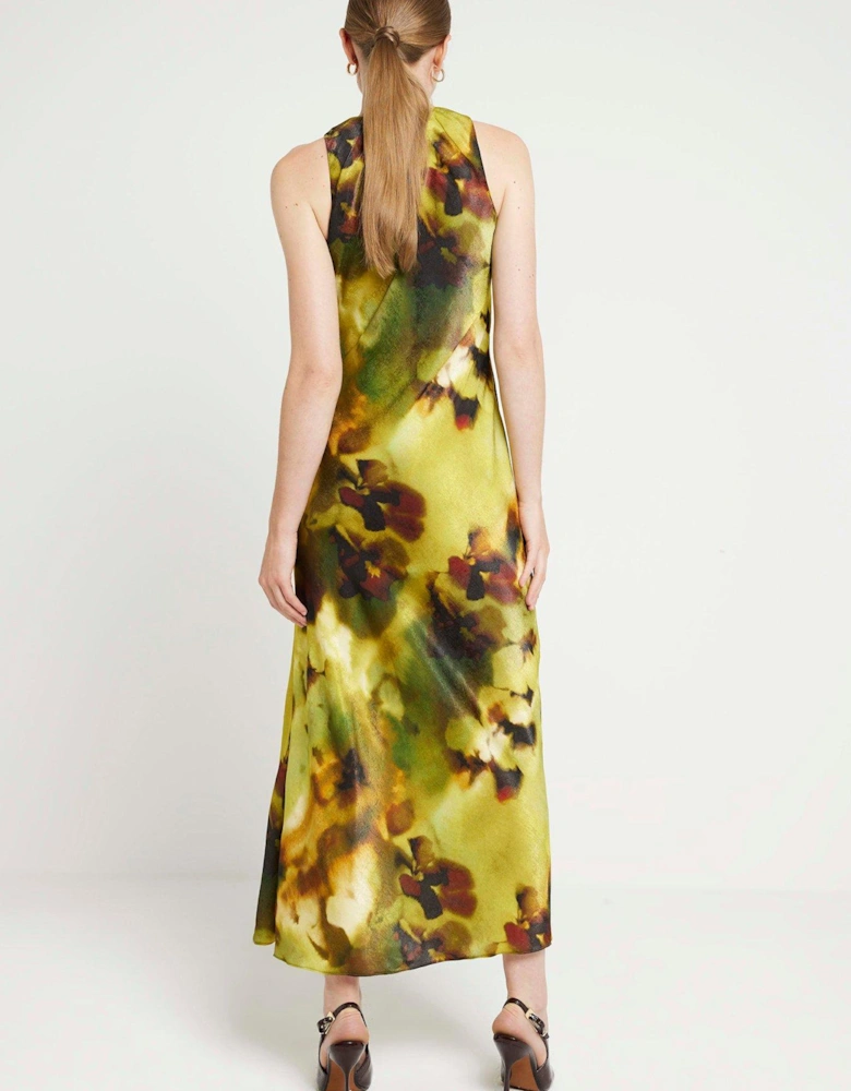 Ruched Detail Midi Dress - Green