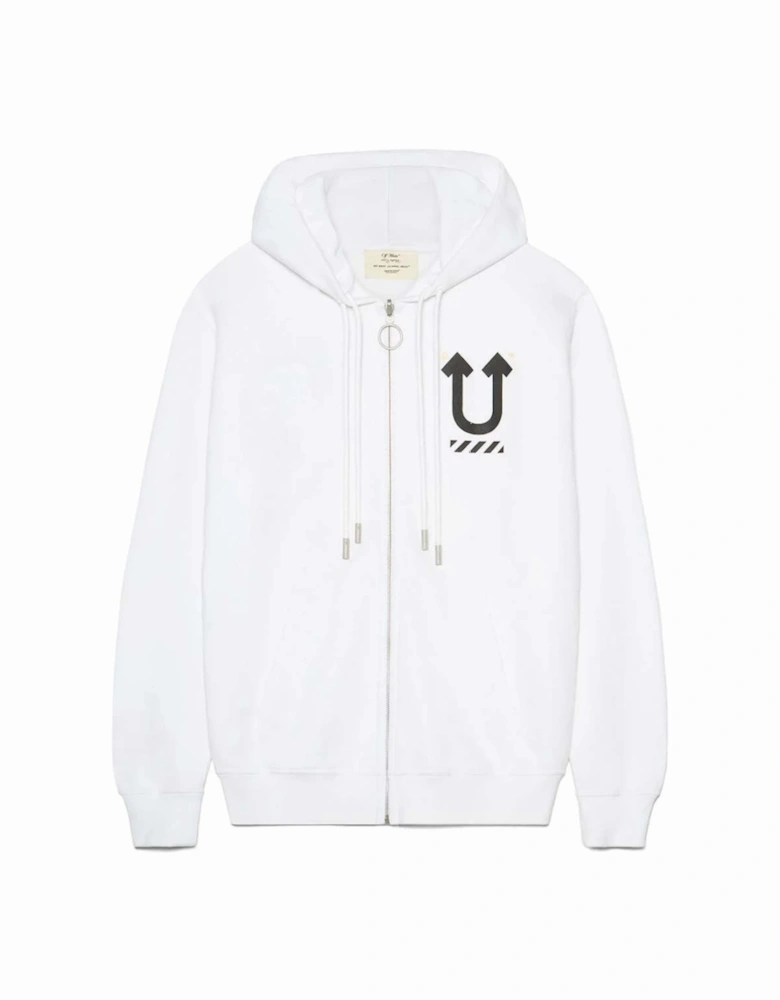 X UNDERCOVER SKELETON CROSSOVER REVERSIBLE ZIP HOODIE WHITE