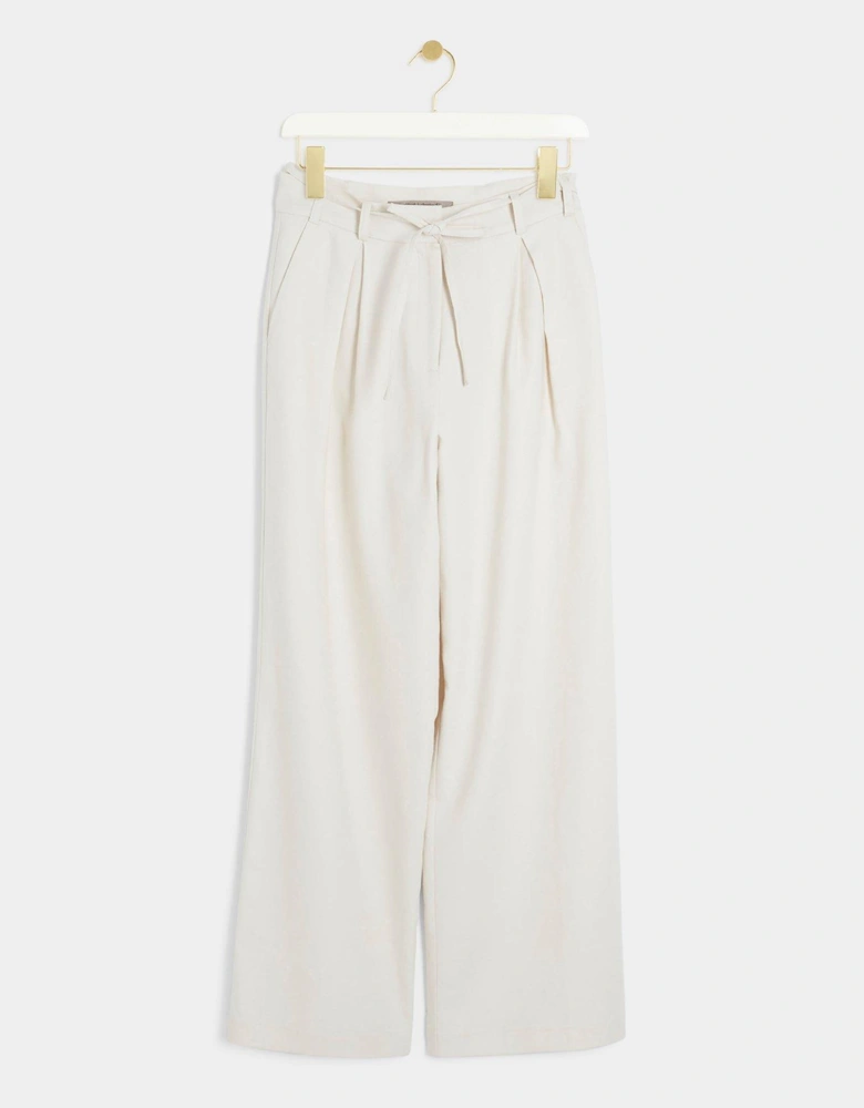 Belted Wide Leg Trouser - Cream