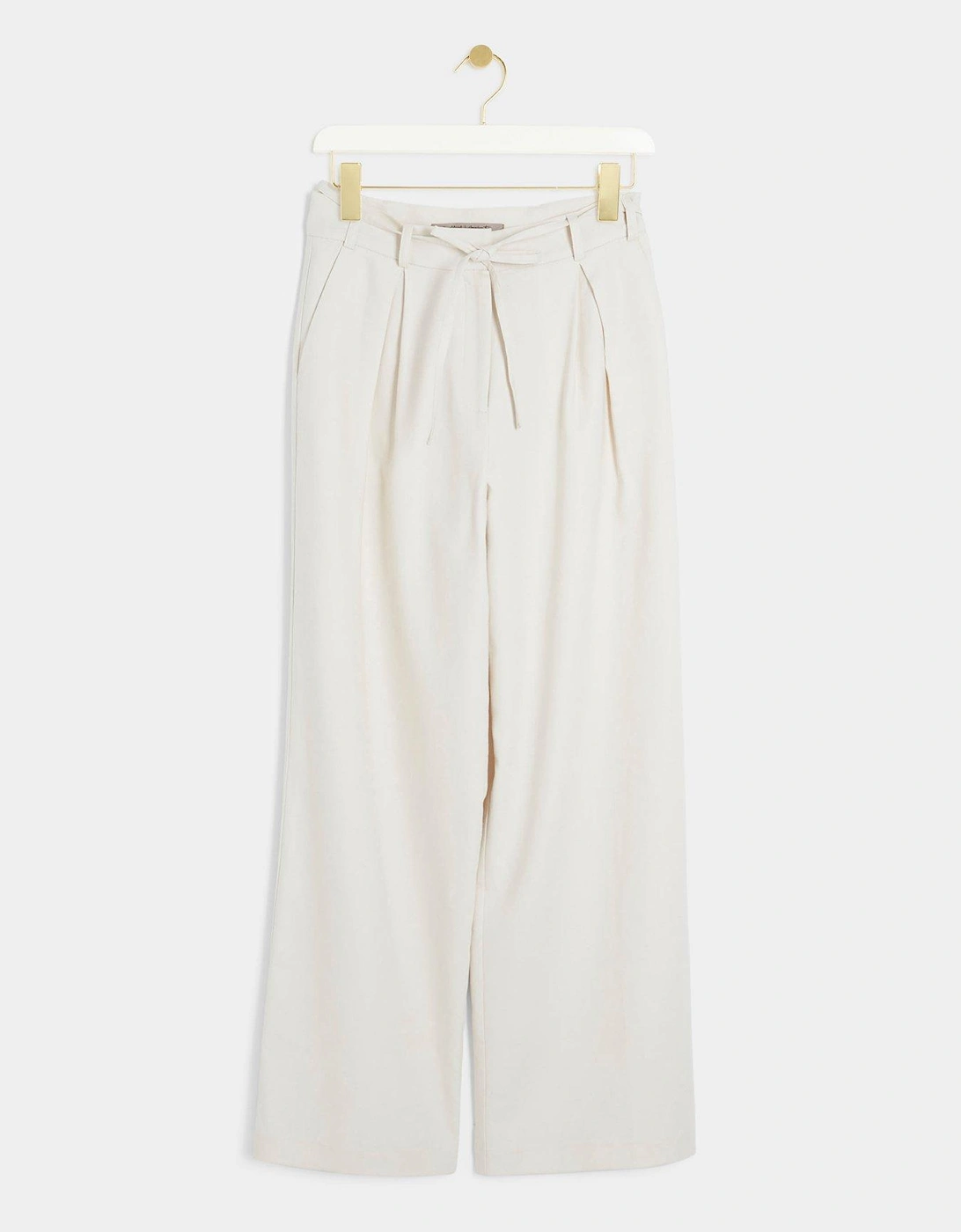 Belted Wide Leg Trouser - Cream