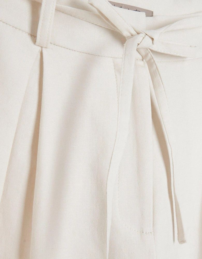 Belted Wide Leg Trouser - Cream