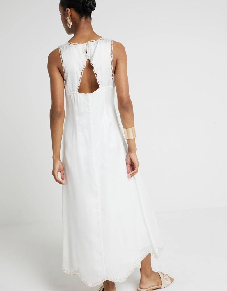 Cutwork Midi Dress - White