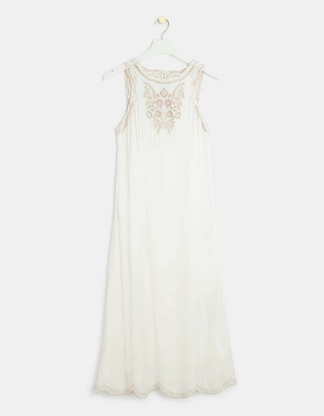 Cutwork Midi Dress - White