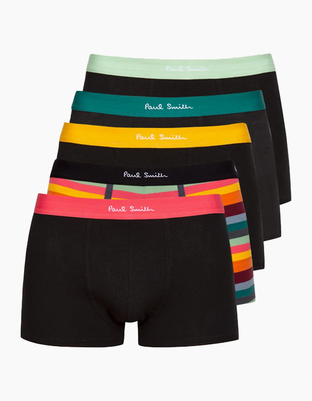 Paul Smith Men's Black 5-Pack Artist Stripe Mix Boxer Trunks, /Multi - : 37/36/32 Extra Large