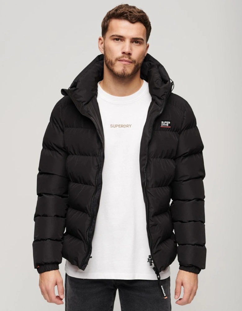 Men's Hooded Sports Puffer Jacket Black