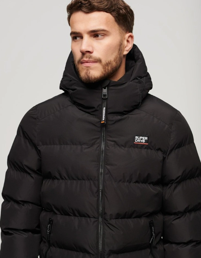 Men's Hooded Sports Puffer Jacket Black