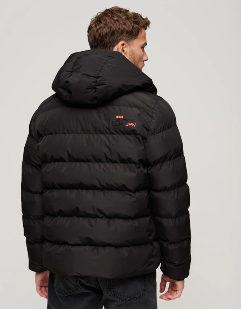 Men's Hooded Sports Puffer Jacket Black