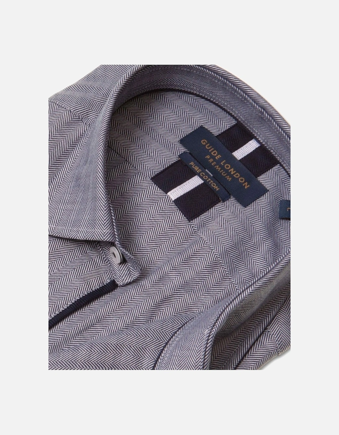 Guide Premium Herringbone Long Sleeve Shirt Blue