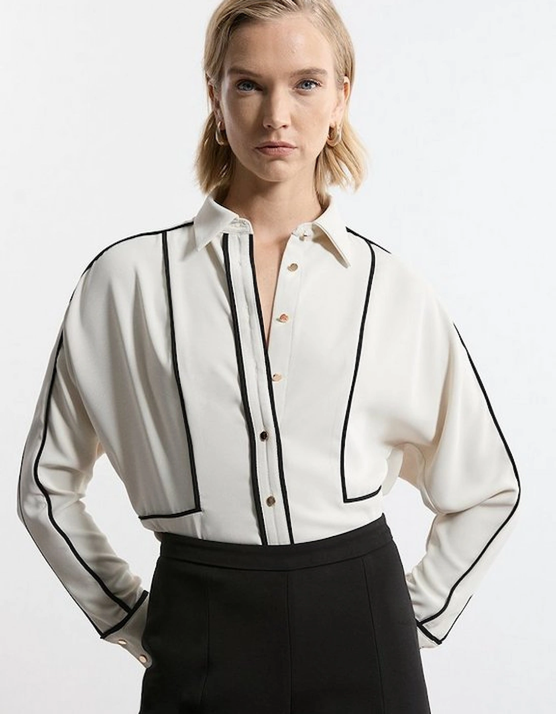 Twill Contrast Piping Woven Shirt, 5 of 4