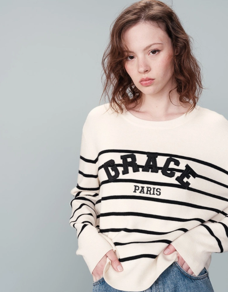 Grace & Mila Nahia Grace Paris University Sweater Ecru