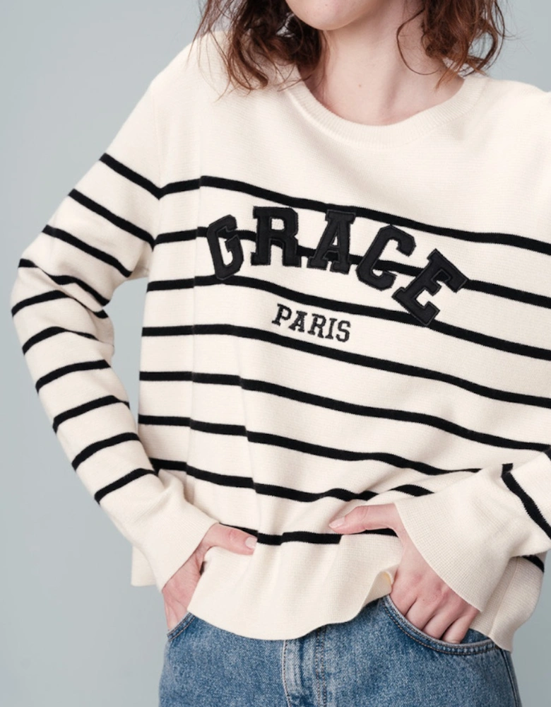 Grace & Mila Nahia Grace Paris University Sweater Ecru