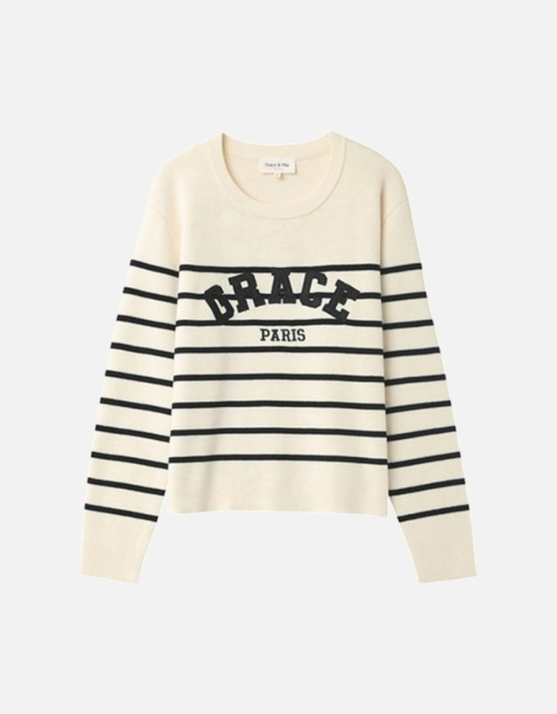 Grace & Mila Nahia Grace Paris University Sweater Ecru