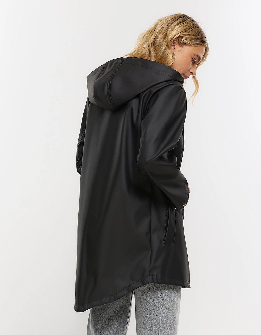 Hooded Rain Mac - Black