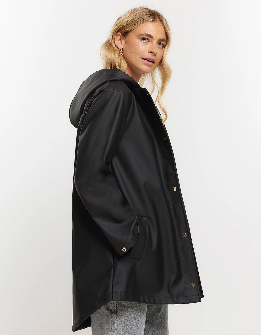 Hooded Rain Mac - Black