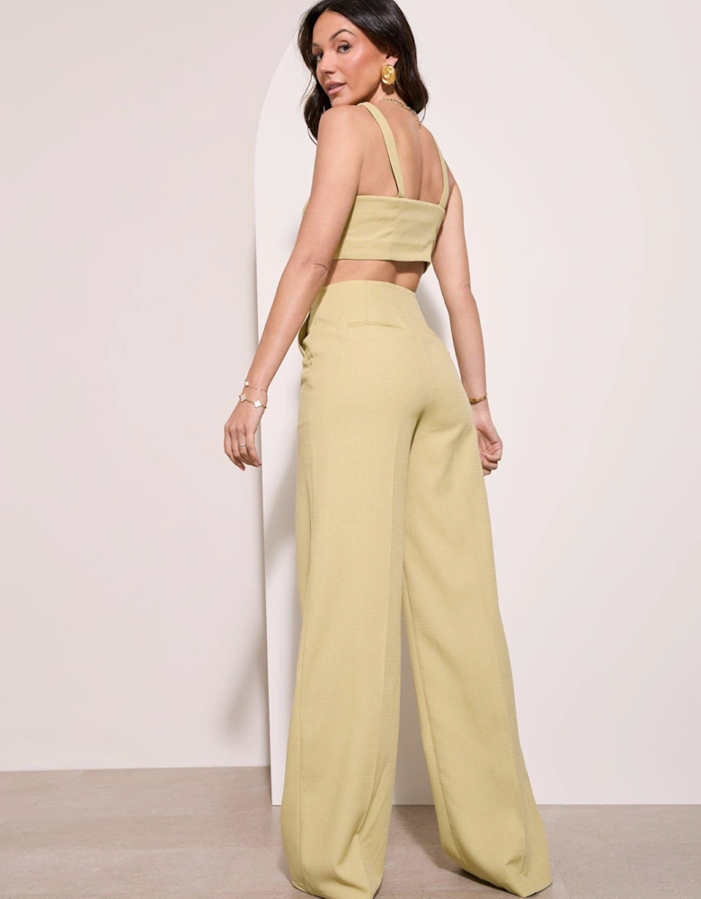 Premium 3 Piece Set Wide Leg Trousers - Green