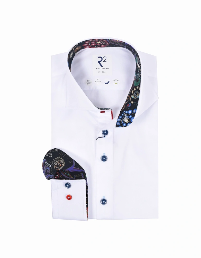 Shirt Night Print Trim White