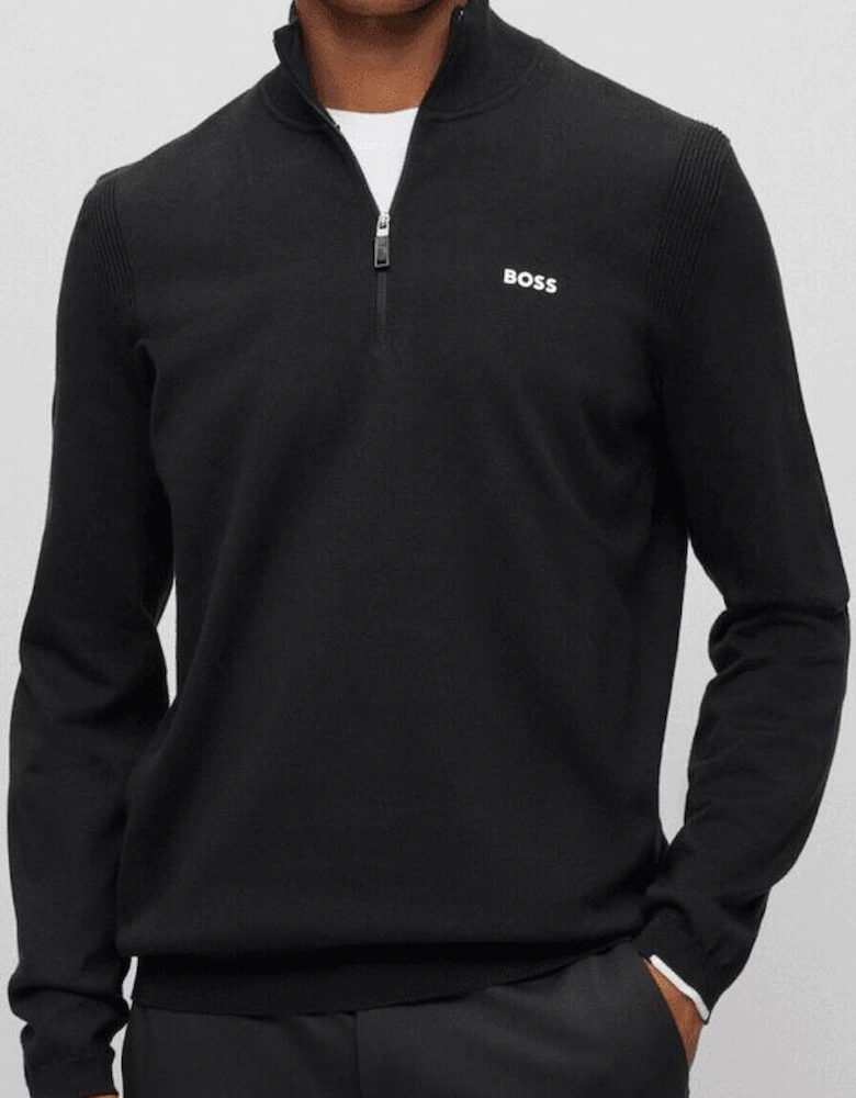 Ever-X Quarter Zip Knitted Black Sweatshirt